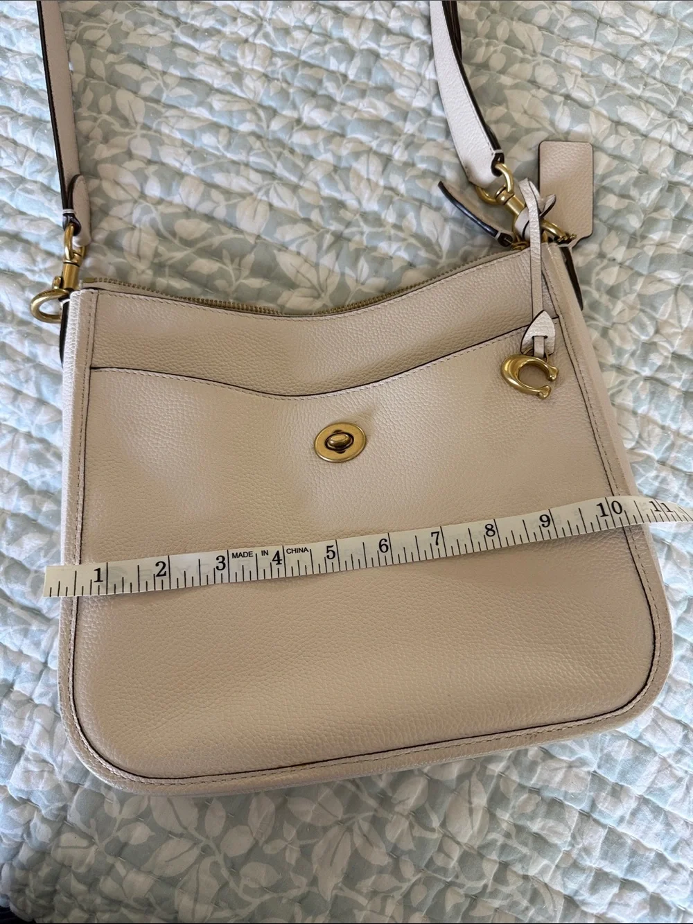 Coach Pebbled Leather Shoulder Bag in cream with Gold Hardware